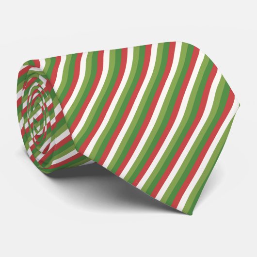 Cravate Rayures de Noël Menthe Holiday (Roulé)