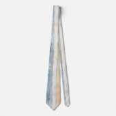 Cravate Rayures de pêche à la crème bleue (Devant)