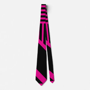 Cravate Rayures de triangles en magenta et noir