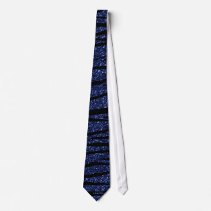 Cravate Rayures de zèbre de parties scintillantes de bleu