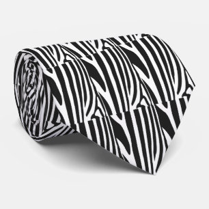 Cravate Rayures de zèbre noir et blanc