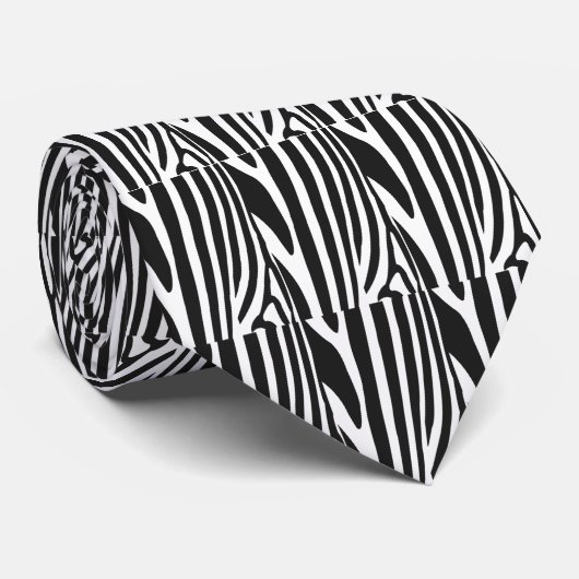 Cravate Rayures de zèbre noir et blanc (Roulé)