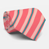 Cravate Rayures d'été - corail et turquoise (Roulé)