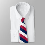 Cravate Rayures diagonales blanches et bleues rouges (Attaché)