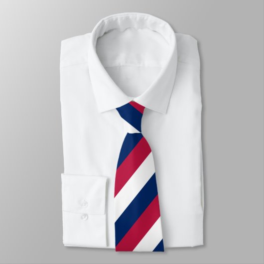 Cravate Rayures diagonales blanches et bleues rouges (Attaché)