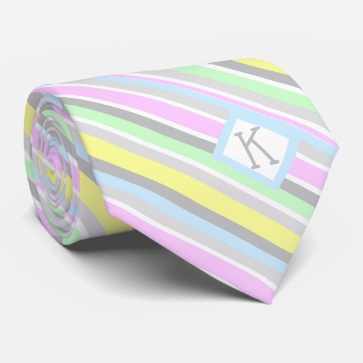 Cravate Rayures diagonales en pastel décorées d'un (Roulé)
