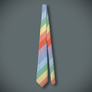 Cravate Rayures diagonales Pastel Rainbow