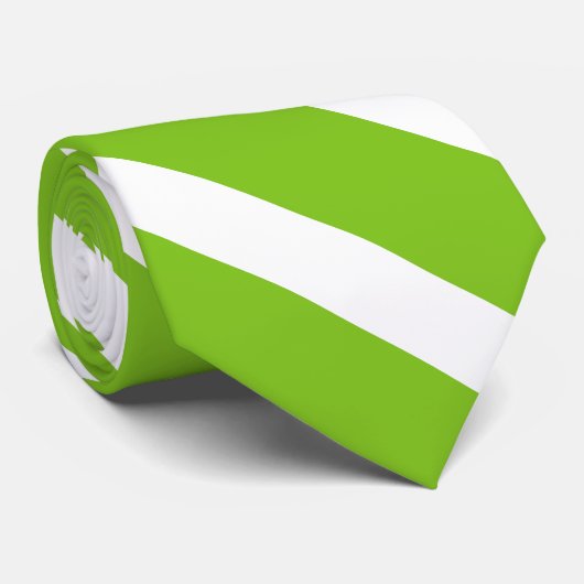 Cravate rayures diagonales vert/blanc (Roulé)