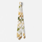 Cravate Rayures Ecossais Vert Jaune Marron (Devant)