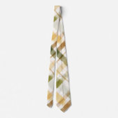 Cravate Rayures Ecossais Vert Jaune Marron (Dos)