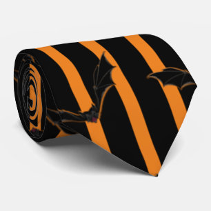 Cravate Rayures et Chauves-Souris d'Halloween