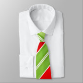 Cravate Rayures festives de Noël Rouge Vert Blanc (Attaché)