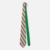 Cravate Rayures géométriques de Noël rouge vert (Devant)