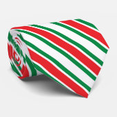 Cravate Rayures géométriques de Noël rouge vert (Roulé)