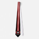 Cravate Rayures GEOMETRIQUES Rouge Blanc Noir (Devant)