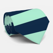 Cravate Rayures horizontales bleu marin et menthe (Roulé)