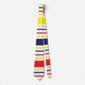 Cravate Rayures Jaune Bleu Rouge Motif (Devant)