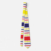 Cravate Rayures Jaune Bleu Rouge Motif (Dos)