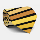 Cravate Rayures Jaune Doré sur Fond Noir (Roulé)