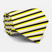 Cravate Rayures jaunes, blanches, beiges et noires (Roulé)