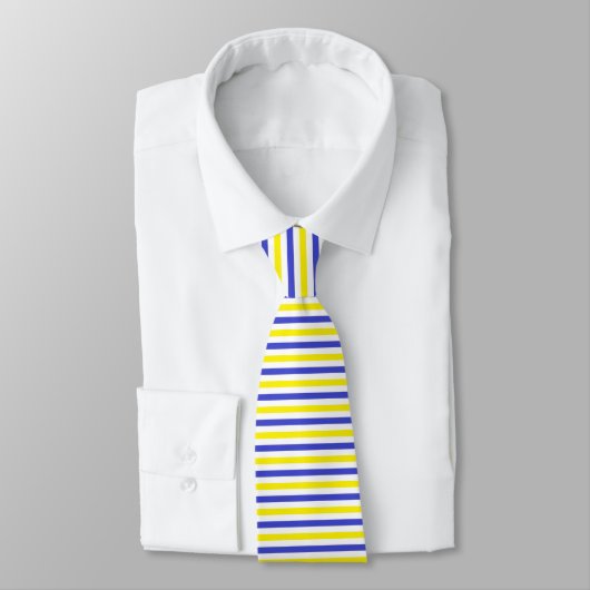 Cravate Rayures jaunes, blanches et bleues (Attaché)