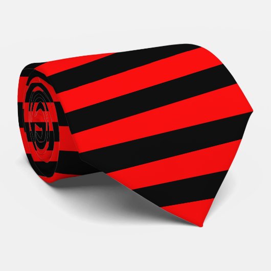 Cravate rayures noir et rouge (Roulé)