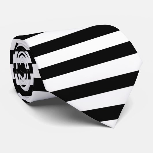 Cravate Rayures noires et blanches (Roulé)