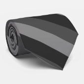 Cravate rayures noires et grises diagonales audacieuses (Roulé)