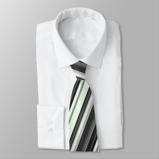 Cravate Rayures noires et grises sur le cadeau vert en bon (Attaché)