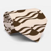 Cravate rayures ondulées abstraites design graphique beige (Roulé)