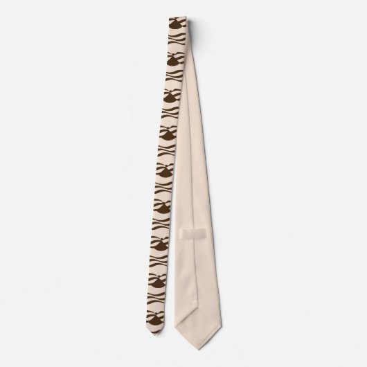 Cravate rayures ondulées abstraites design graphique beige (Dos)