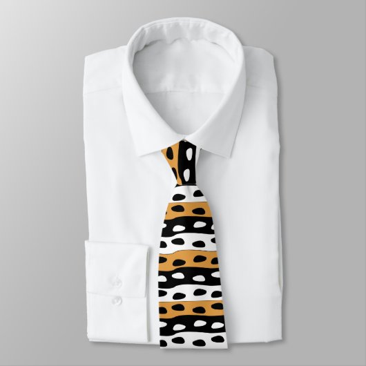 Cravate Rayures orange noir blanc (Attaché)