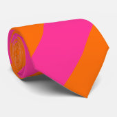 Cravate Rayures rose chaud et orange vif (Roulé)