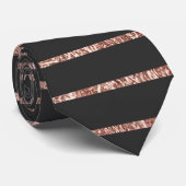 Cravate Rayures roses chics élégantes et noir d'or (Roulé)