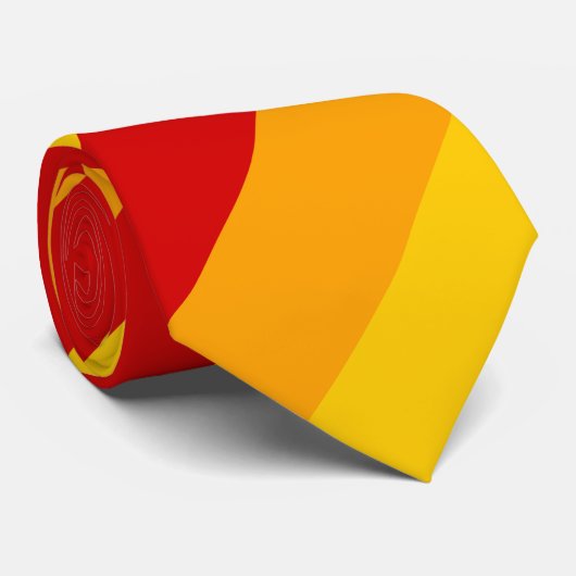 Cravate Rayures rouges, jaunes et oranges (Roulé)