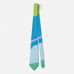 Cravate Rayures Texturées Bleu et Vert Abstrait Rétro