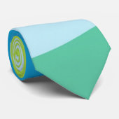 Cravate Rayures Texturées Bleu et Vert Abstrait Rétro (Roulé)