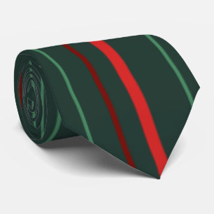 Cravate Rayures vert foncé et rouge foncé