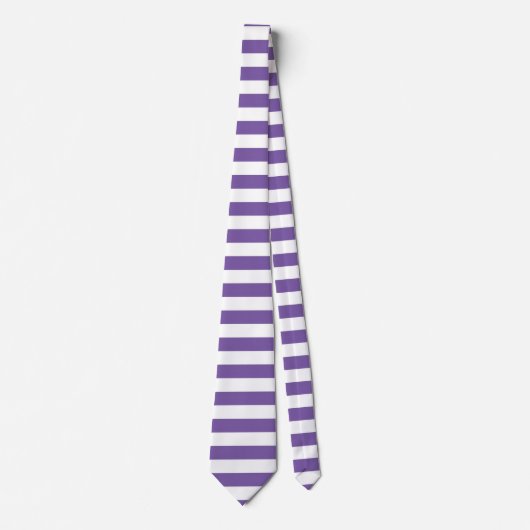 Cravate Rayures verticales classiques violettes et blanche (Devant)