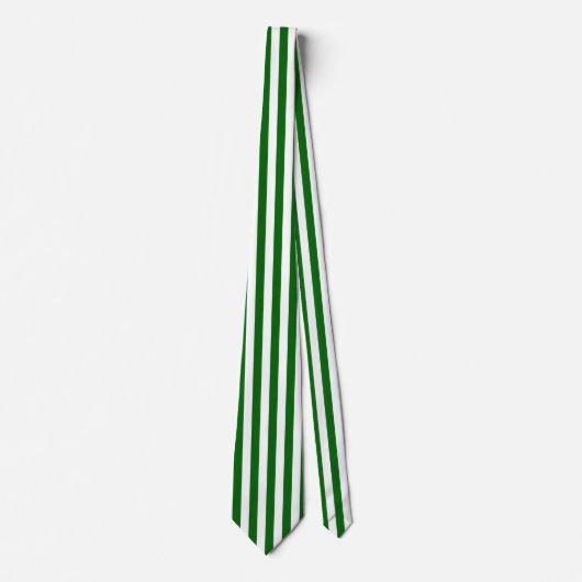 Cravate Rayures verticales vert émeraude et blanc (Devant)