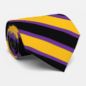 Cravate Rayures violet foncé et jaune doré (Roulé)