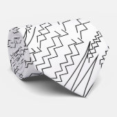 Cravate Rayures Zigzag Chevron Noir et Blanc (Roulé)