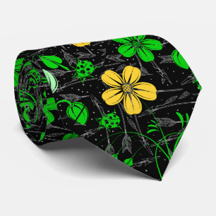 Cravate RB02.Fleurs de la Renaissance Motif Superposé.Fond