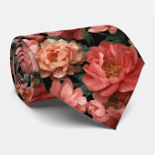 Cravate Realistic Coral Peony Floral Pattern (Roulé)