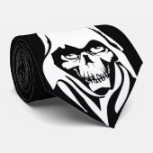 Cravate Reaper blanc gothique font face sur l'arrière - (Roulé)