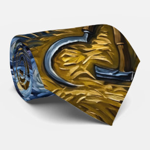 Cravate Récolte étoilée de style Van Gogh Champ de blé dor