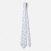 Cravate rectangle blanc et bleu (Devant)