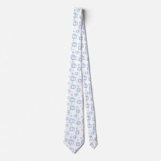Cravate rectangle blanc et bleu (Devant)