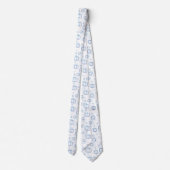 Cravate rectangle blanc et bleu (Dos)