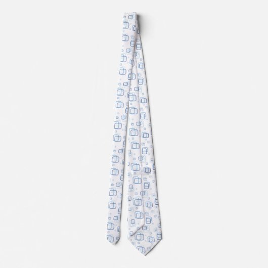 Cravate rectangle blanc et bleu (Dos)